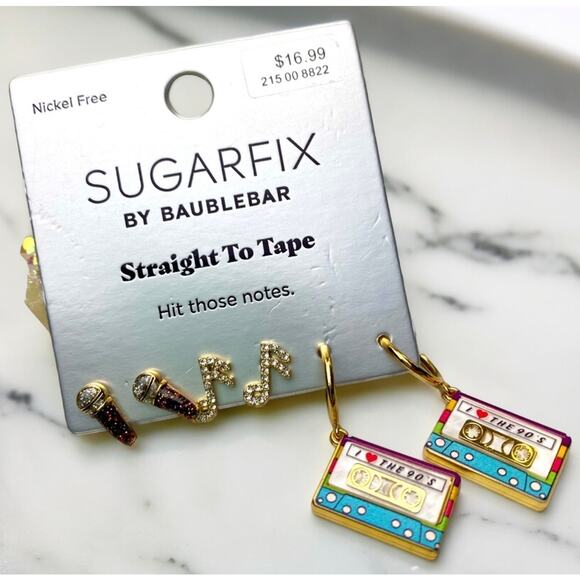 New Sugarfix by Baublebar Straight To Tape Earrings-I Love the 90’s - Picture 1 of 8